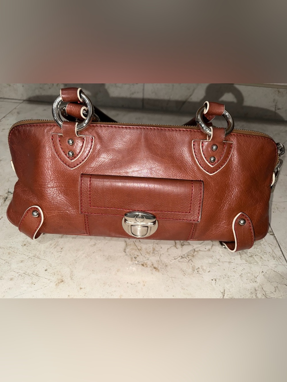 Marc Jacob’s East/West Brown Leather Top-Handle Satchel - Picture 11 of 16